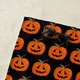 ハッピーハローウィンハロウィーンのカボチャのちょうちん工芸 ビーチタオル