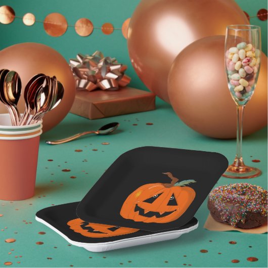 ハッピーハローウィンハロウィーンのカボチャのちょうちん工芸 ペーパープレート (複数)