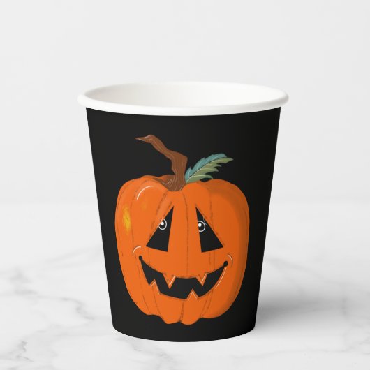 ハッピーハローウィンハロウィーンのカボチャのちょうちん工芸 紙コップ (正面)