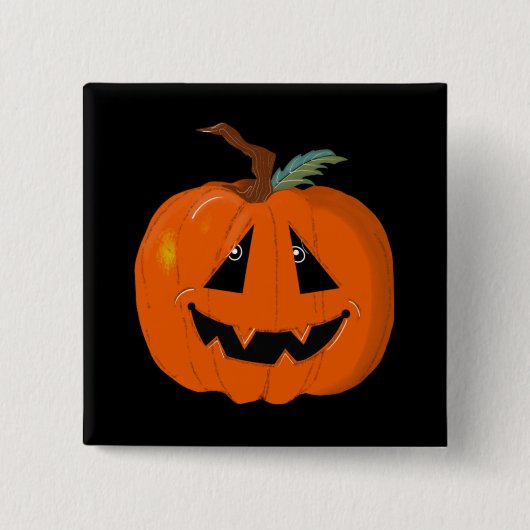 ハッピーハローウィンハロウィーンのカボチャのちょうちん工芸 缶バッジ (正面)