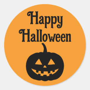 ハッピーハローウィンハロウィーンのカボチャのちょうちん顔 ラウンドシール