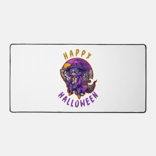 ハッピーハローウィンハロウィーンウィッチキャット デスクマット (正面)