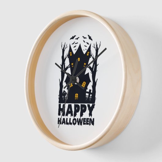ハッピーハローウィンハロウィーンハッピーハローウィン 壁時計 (傾斜)