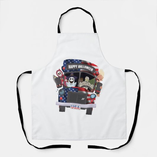 ハッピーハローウィンバスシャツパーティーの人 エプロン (正面)