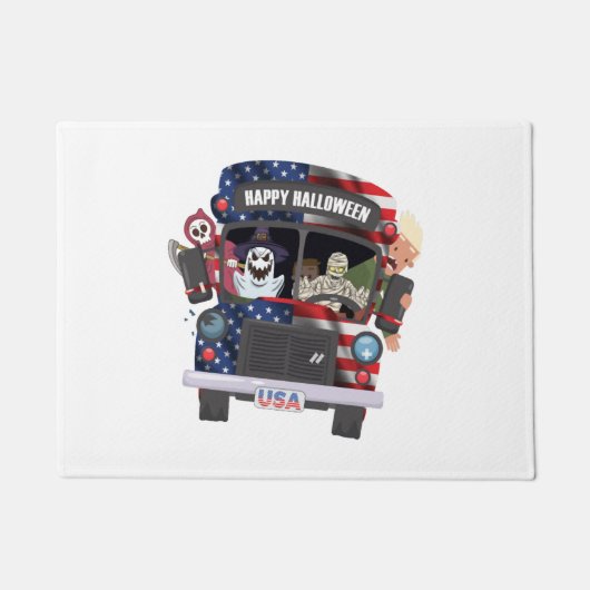 ハッピーハローウィンバスシャツパーティーの人 ドアマット (正面)