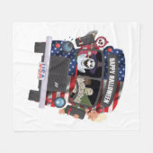 ハッピーハローウィンバスシャツパーティーの人 フリースブランケット (正面(横))