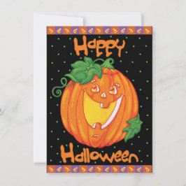 ハッピーハローウィンバースデーパーティーグライングカボチャ 招待状