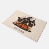 ハッピーハローウィンパグジャックオランタン ドアマット (アングル)