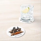 ハッピーハローウィンパグジャックオランタン ラウンドペーパーコースター (インサイチュ)