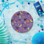 ハッピーハローウィンパターン紫 ペーパープレート (パーティー)