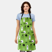 ハッピーハローウィンパターン エプロン (着用した状態)