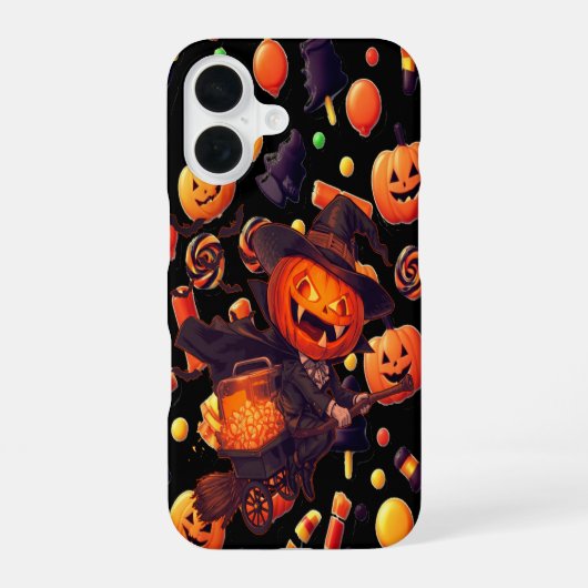 ハッピーハローウィンパンプキンアートワーク iPhone 16ケース (裏面)
