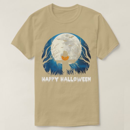 ハッピーハローウィンパンプキンオータム秋ホリデイ Tシャツ (デザイン正面)