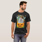 ハッピーハローウィンパンプキンターキッシュアンゴラキャットウィッチC Tシャツ (正面フル)