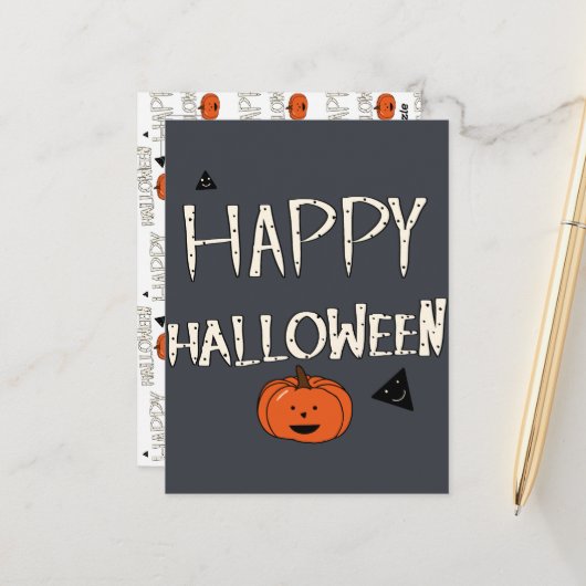 ハッピーハローウィンパンプキンデザイン ポストカード (正面/裏面インサイチュ)