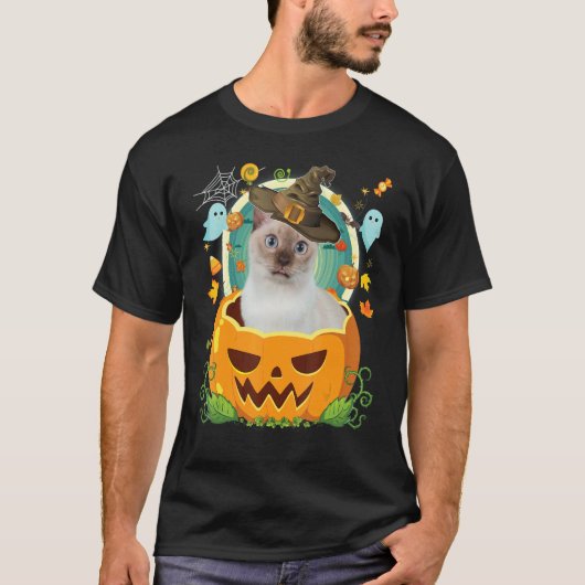 ハッピーハローウィンパンプキントンキンネズキャットウィッチキュートH Tシャツ (正面)