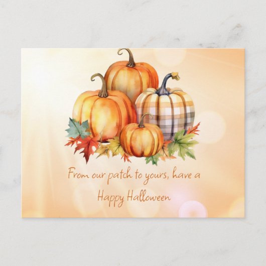 ハッピーハローウィンパンプキンパッチ&葉ハロウィン シーズンポストカード (正面)