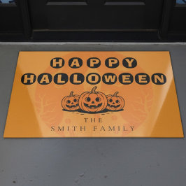 ハッピーハローウィンパンプキンファミリーカスタムズホーム ドアマット