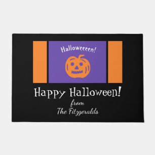 ハッピーハローウィンパンプキンファミリー名 ドアマット