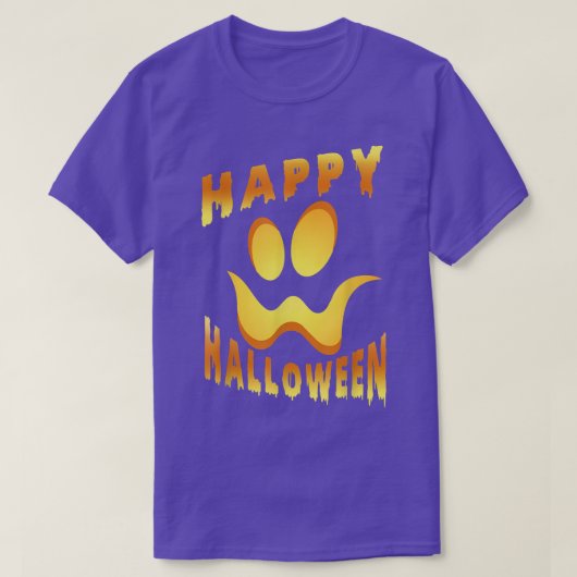 ハッピーハローウィンパンプキンホラー顔 Tシャツ (デザイン正面)