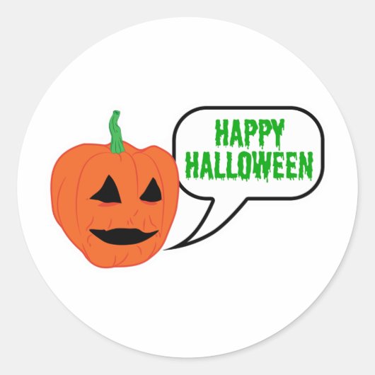 ハッピーハローウィンパンプキン顔 ラウンドシール (正面)