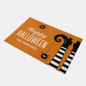 ハッピーハローウィンパーソナライズされたウィッチ足オレンジ ドアマット (アングル)