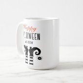 ハッピーハローウィンパーソナライズされたウィッチ足 コーヒーマグカップ (正面左)