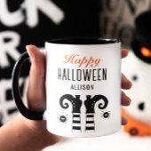 ハッピーハローウィンパーソナライズされたウィッチ足 マグカップ