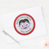 ハッピーハローウィンパーソナライズされたバンパイアラウンドステッカー ラウンドシール (封筒)