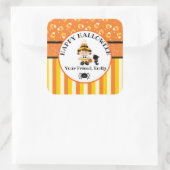 ハッピーハローウィンパーソナライズされた魔女 スクエアシール (バッグ)