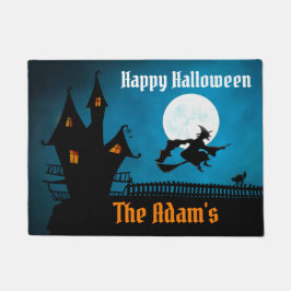 ハッピーハローウィンパーソナライズされた魔女 ドアマット
