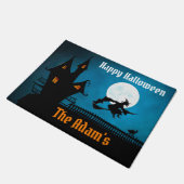 ハッピーハローウィンパーソナライズされた魔女 ドアマット (アングル)