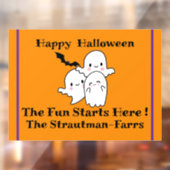 ハッピーハローウィンパーソナライズ幽霊こうもりオレンジ ウィンドウサイン (シート2)