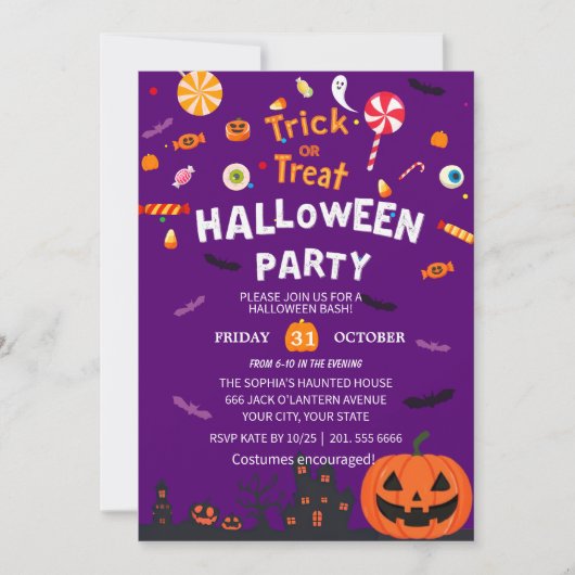 ハッピーハローウィンパーティの招待状 招待状 (正面)