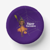 ハッピーハローウィンパーティーかわいい女の子 ペーパーボウル (正面)