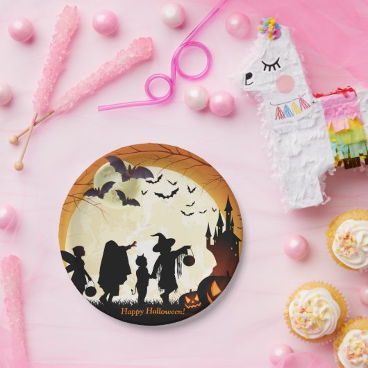ハッピーハローウィンパーティーこうもりパンプキンス紙プレート ペーパープレート (パーティー)