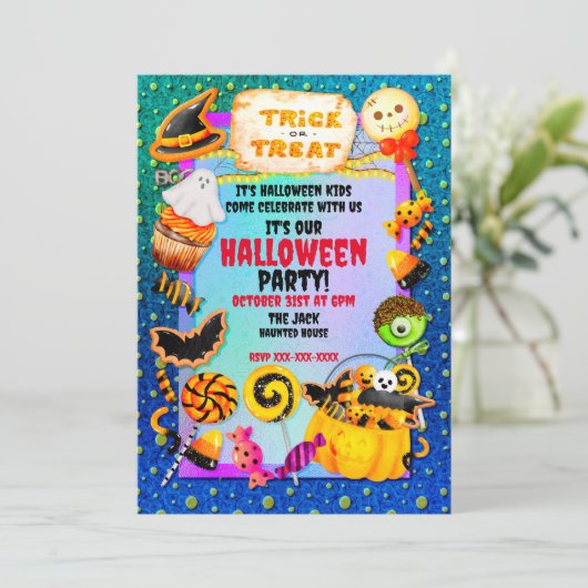 ハッピーハローウィンパーティーにトリックオアトリートが詰まっている サンキューカード (スタンド正面)