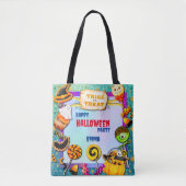 ハッピーハローウィンパーティーにトリックオアトリートが詰まっている トートバッグ (正面)