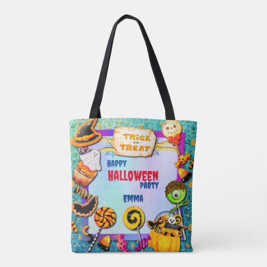 ハッピーハローウィンパーティーにトリックオアトリートが詰まっている トートバッグ (裏面)