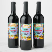 ハッピーハローウィンパーティーにトリックオアトリートが詰まっている ワインラベル (ボトル)