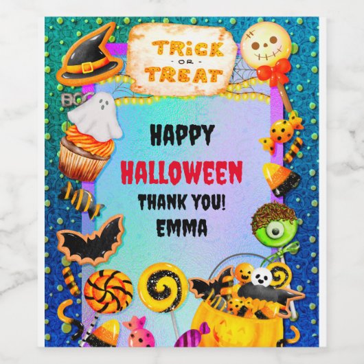 ハッピーハローウィンパーティーにトリックオアトリートが詰まっている ワインラベル (シングルラベル)