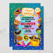 ハッピーハローウィンパーティーにトリックオアトリートが詰まっている 招待状 (正面/裏面)