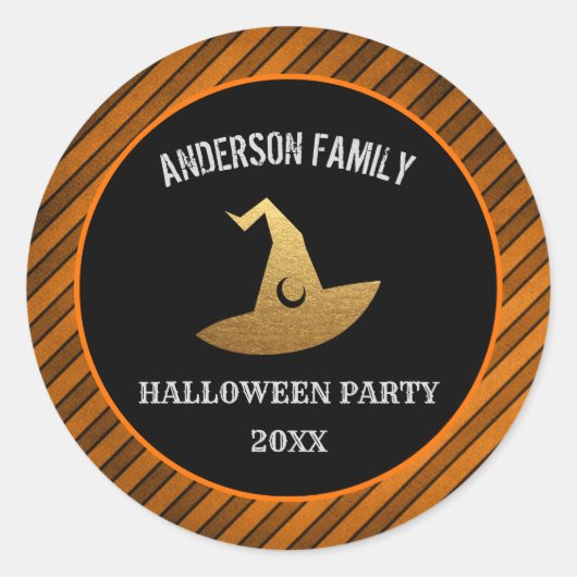 ハッピーハローウィンパーティーウィッチハットシール ラウンドシール (正面)