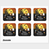 ハッピーハローウィンパーティーウィッチ幽霊オレンジ スクエアシール (シート)