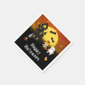 ハッピーハローウィンパーティーウィッチ幽霊オレンジ スタンダードカクテルナプキン (角)