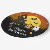 ハッピーハローウィンパーティーウィッチ幽霊オレンジ ペーパープレート (アングル)