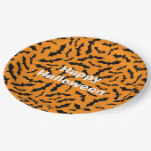 ハッピーハローウィンパーティーオレンジこうもり ペーパープレート (アングル)