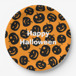 ハッピーハローウィンパーティーオレンジカボチャ ペーパープレート