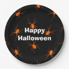 ハッピーハローウィンパーティーオレンジスパイダー ペーパープレート