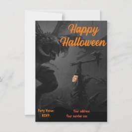 ハッピーハローウィンパーティーダークブラック、オレンジモンスターズ 招待状
